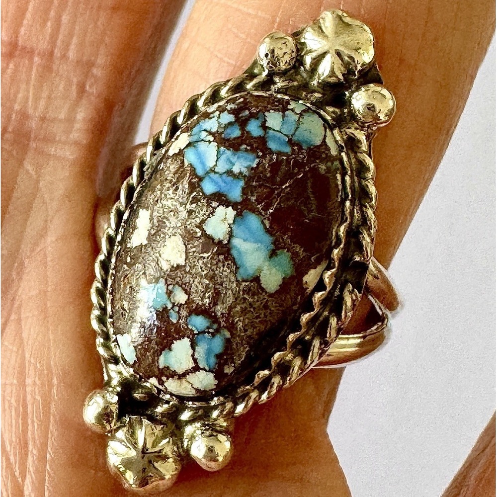 Navajo Golden Hills Turquoise Ring Sz 7 Sterling Blue Native American Handmade‎